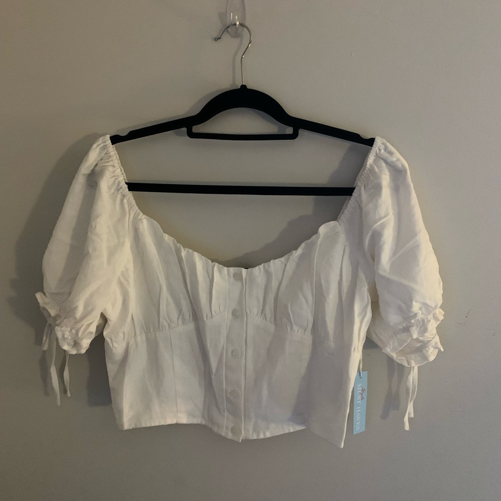 White Cottage Core Puff Sleeve Top